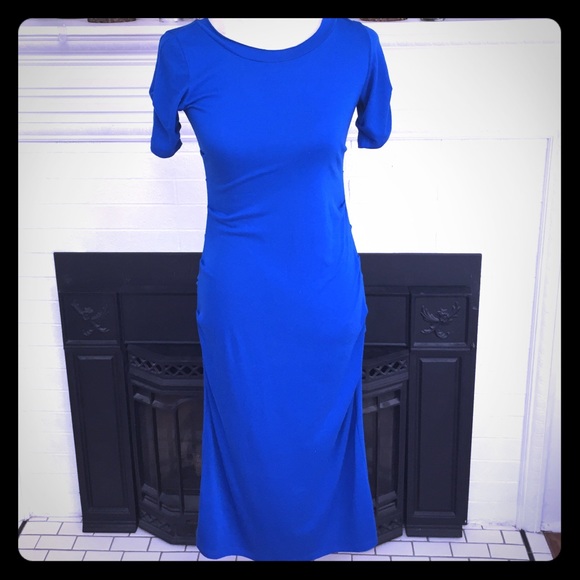 Hot electric Blue Body Con Midi Dress