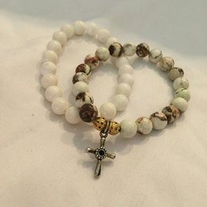 Adorable handmade three tone bracelet with cross