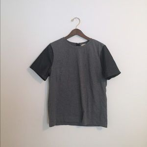 JCrew Leather Sleeve Top