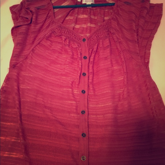 Brick red Pea In The Pod maternity blouse.