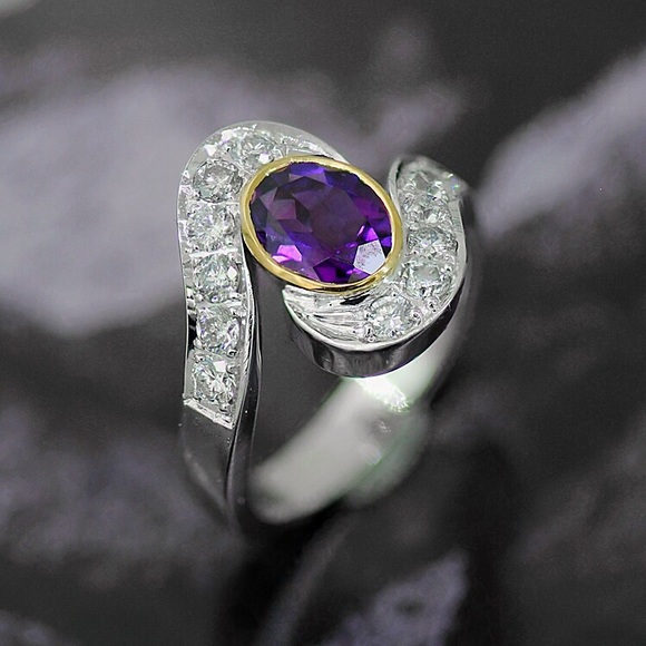 Amethysts & Diamond Fashion Ring Jewelry Gold
