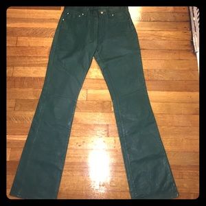 green 100% genuine leather