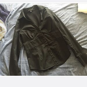 Express black button down
