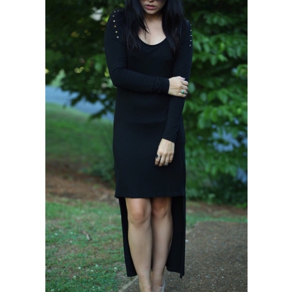 Black Long Sleeve High-low Dress