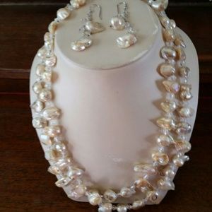 NWOT Baroque pearl necklace & earrings.