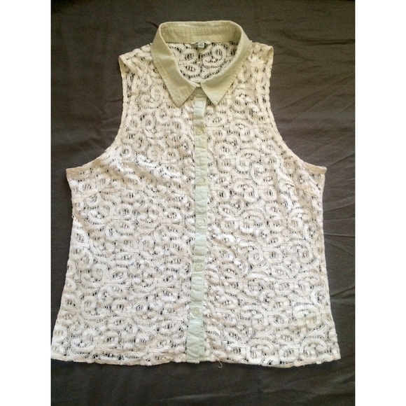 Lace & Linen Button Down Tank