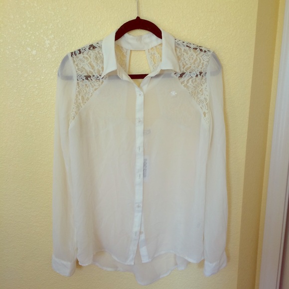 Pacsun Sheer Cream Button Up