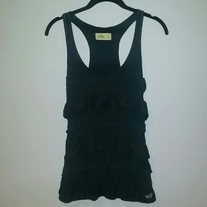 Navy Blue Ruffle Top