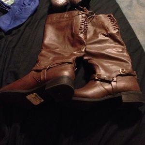 Brown riding boots