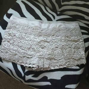 Layered lace shorts