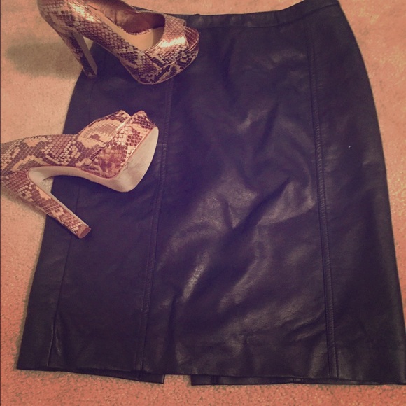 Faux Leather Skirt with Back Zipper
