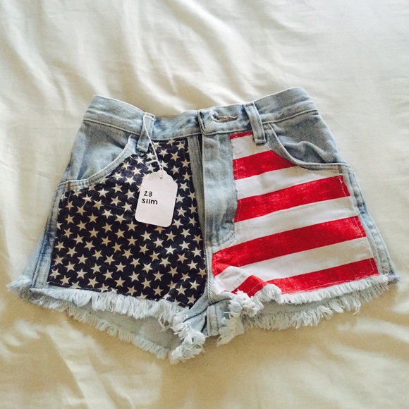 Denim - Fourth Of July High Waisted Shorts