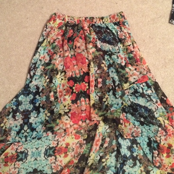 Floral High Low Skirt