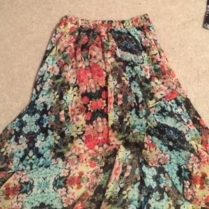 Floral High Low Skirt