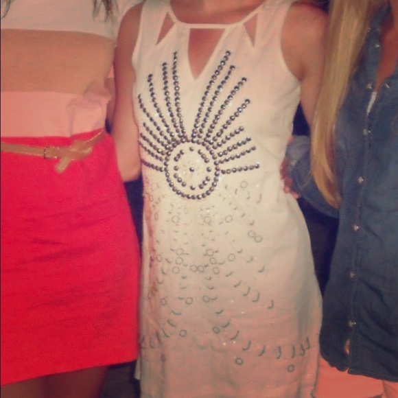 White, printed embellished sundress