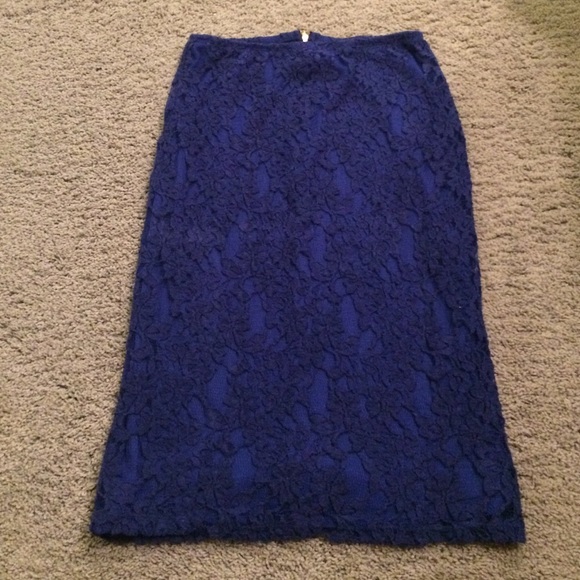 Royal blue lace skirt