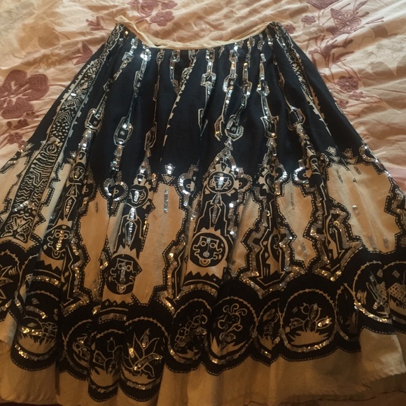 Unique Y2K 90s Papillon Sequined Anthropologie Skirt S 4 2 - Picture 3 of 4