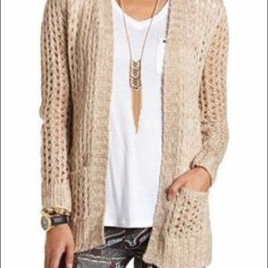 Beige knit large cardigan