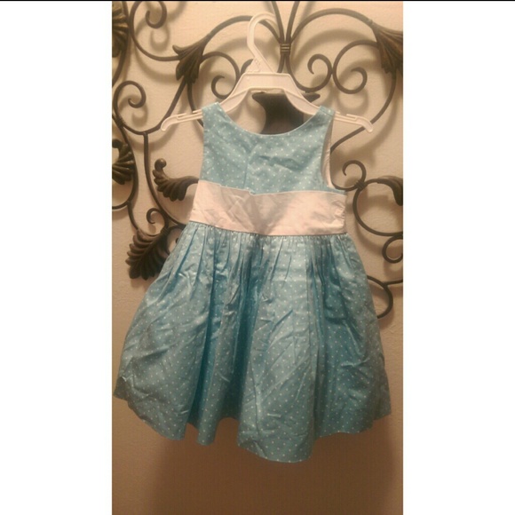 Light blue polka dot dress. 12-18 months