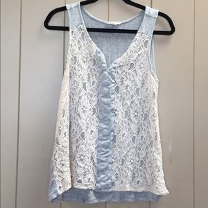 Cream Colored Lace Gray Tank
