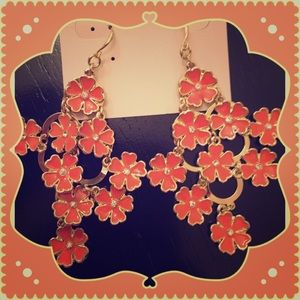 Amrita Singh Coral & Gold Chandelier Earrings💕🎈