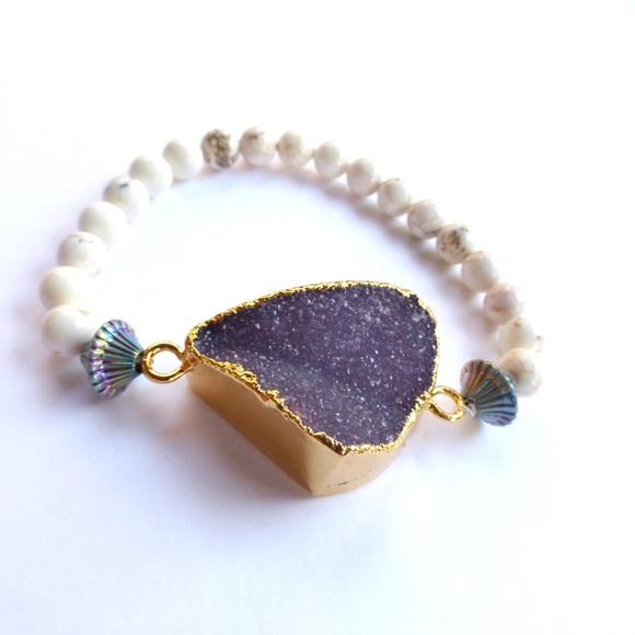 ⛔️SOLD⛔️Healing stone agate druzy howlite bracelet - Picture 3 of 4