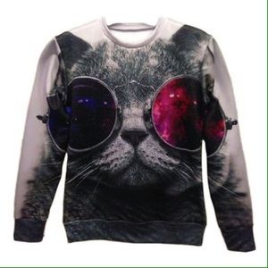 A 3D blue&red glasses cat sweatshirt/ brand new