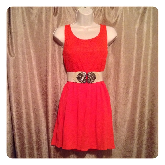 Coral/Orange Crochet Midi