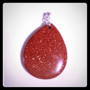 ⚡️SALE⚡️Sterling Silver Red Goldstone Pendant 1.5"