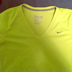 lime green Nike dri fit tee