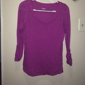 Long sleeve express shirt w/ rolled sleeve accent