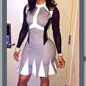 Color block fitted short mermaid dress