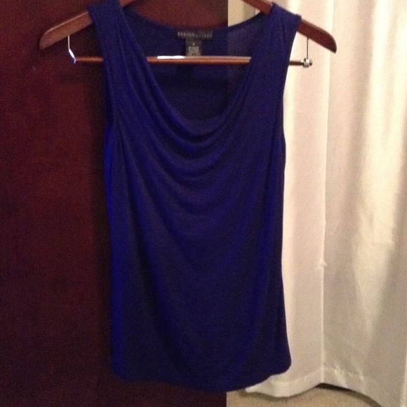 Navy Drape Neck Sleeveless Top