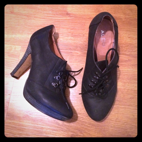 Aldo lace up Oxford booties ankle boots dark gray