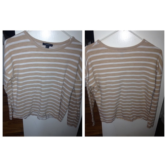 White and beige stripped top