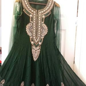 Dark green anarkali