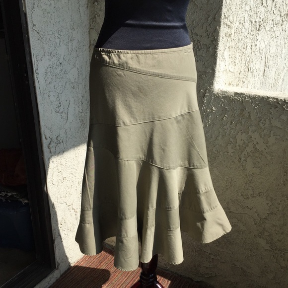 Khaki Green Ruffle Skirt