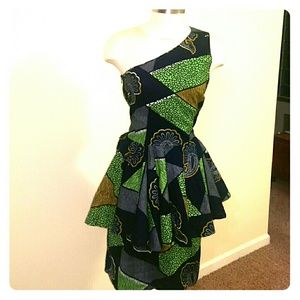 One shoulder Ankara dress