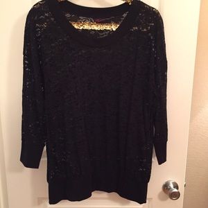 Black lace 3/4 sleeve top