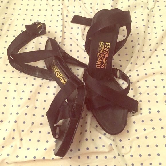 Salvatore Ferragamo Shoes - Salvatore Ferragamo black strappy sandals.