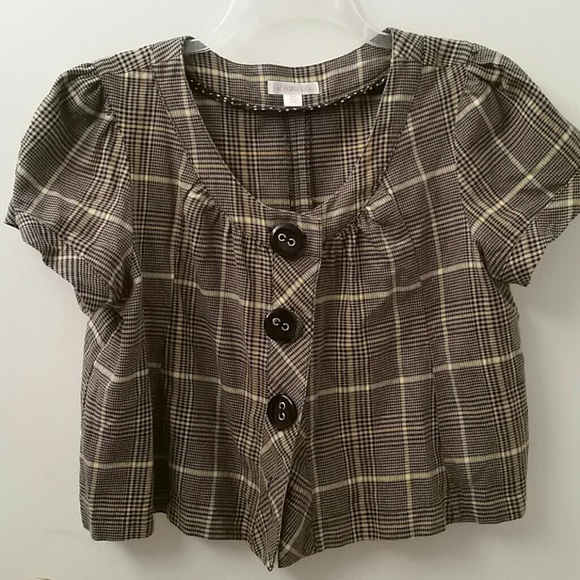 Plaid blk, grry, yellow short jacket