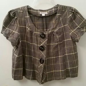 Plaid blk, grry, yellow short jacket