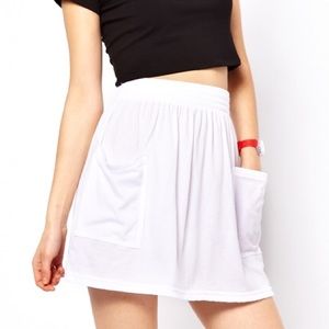 White Jersey Pocket Skirt