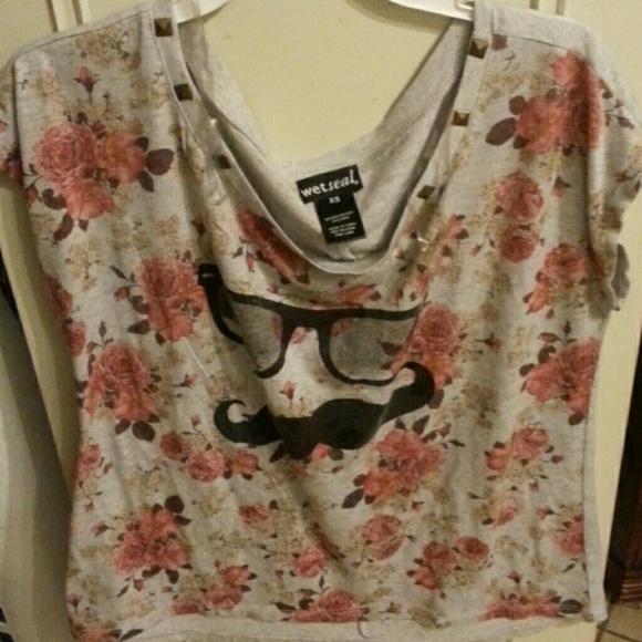 Flowery with mustache man loosened shirt