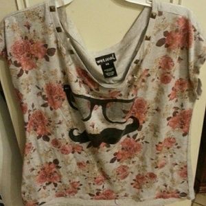 Flowery with mustache man loosened shirt