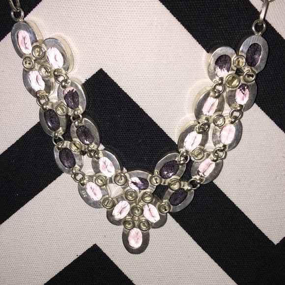 Light Pink Gem 925 Sterling Silver Necklace - Picture 3 of 3