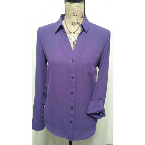NWT The Limited Ashton Purple Long Sleeve Shirt