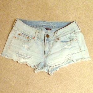 American Eagle Light Wash Stretch Shorts
