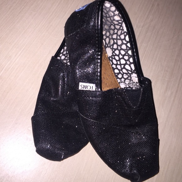 Black sparkly classic TOMS + original bag