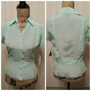 NWT Rafaella Solid Silk Blouse Size 6